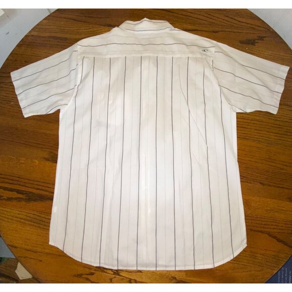 ONeill Mens White & Gray Striped Short Sleeve Button-Up Shirt XL - Picture 2 of 3
